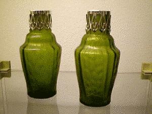 Pair of green lustre vases