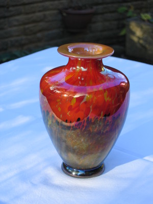 Czech lustre glass vase (orange)